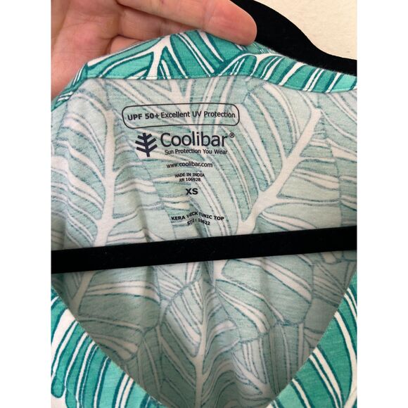 Coolibar Shirt‎ Womens XS Floral Green Kera V-Neck Tunic Tan UPF 50+ Long Sleeve - Picture 3 of 7
